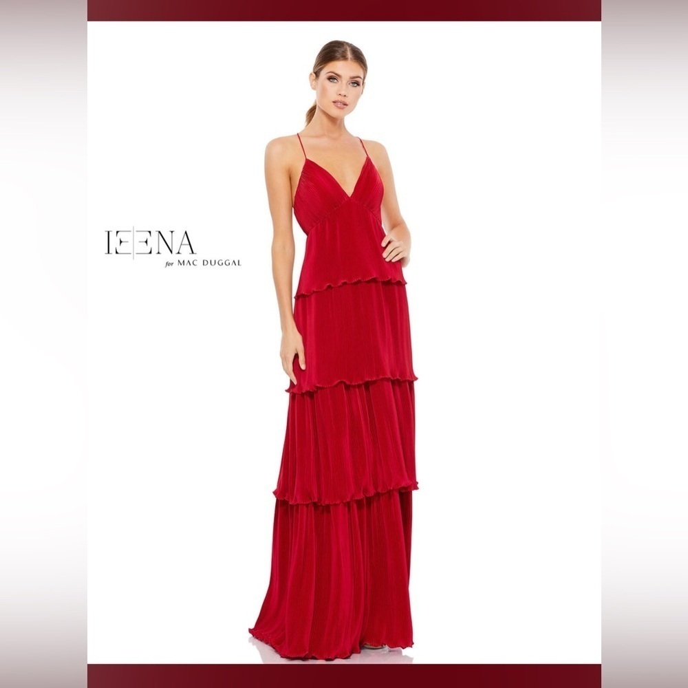 Mac Duggal Ieena Spaghetti Strap Ruffle Layered Maxi Dress Style #49083 Size 6